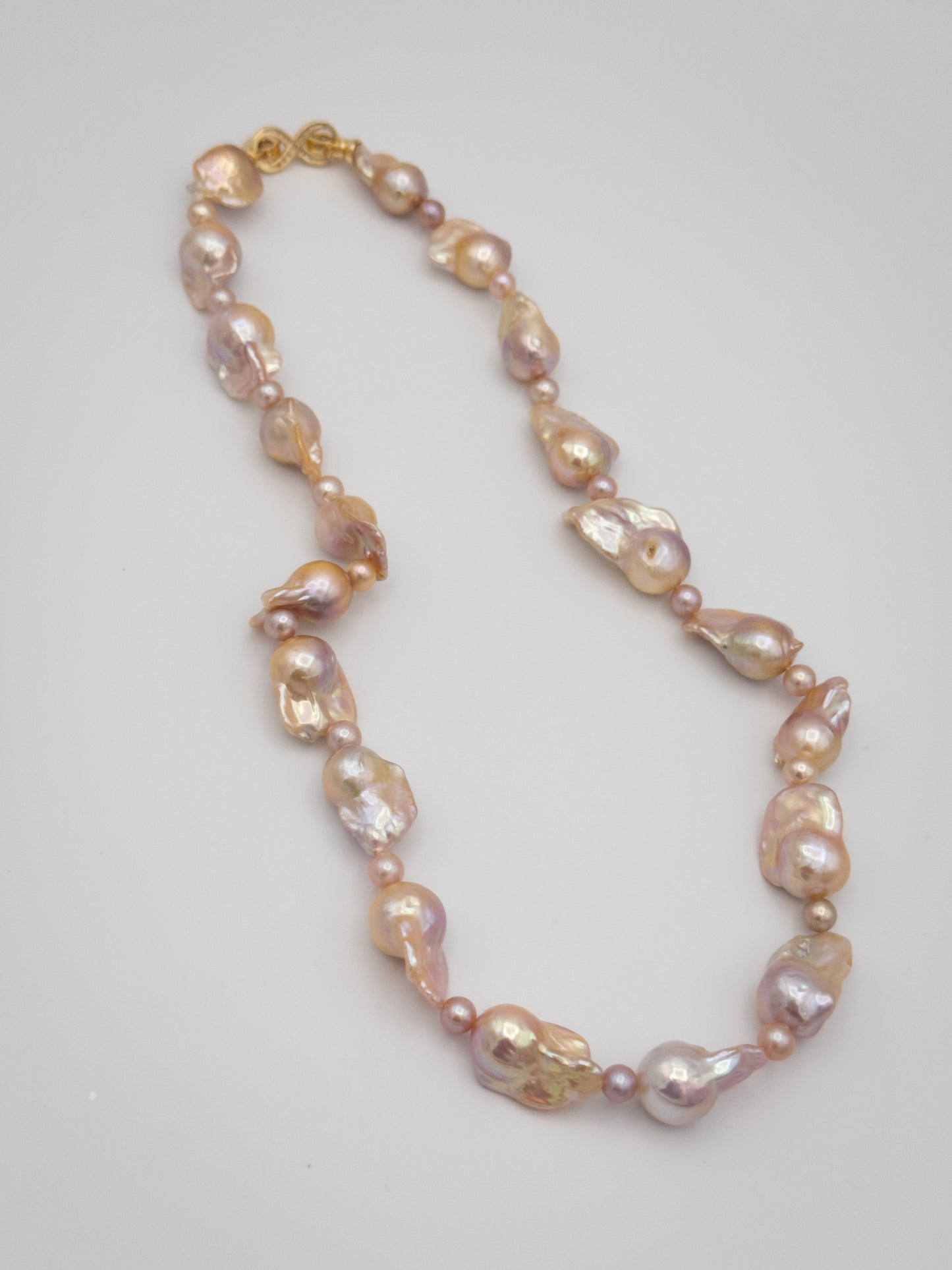 Medium Baroque Mixed Round Natural Pink/Purple/Champagne Pearl Necklace