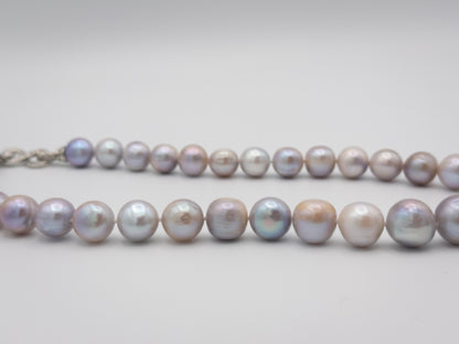 10-13.5mm Round Natural Silver/Purple/Blue Pearl Necklace