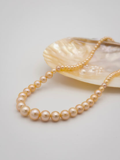 4-9.5mm Round Graduated Natural Champagne Pearl Necklace