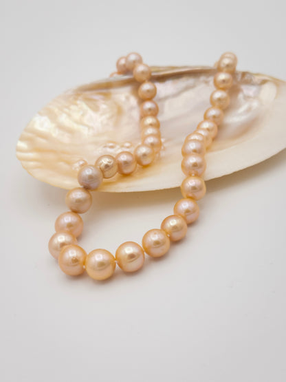 10-12mm Round Natural Champagne Pearl Necklace