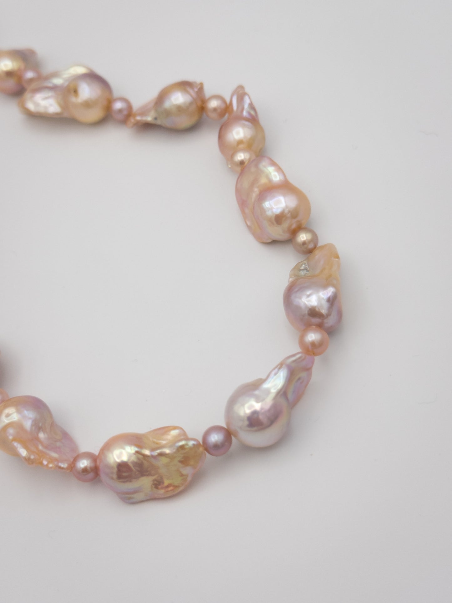 Medium Baroque Mixed Round Natural Pink/Purple/Champagne Pearl Necklace