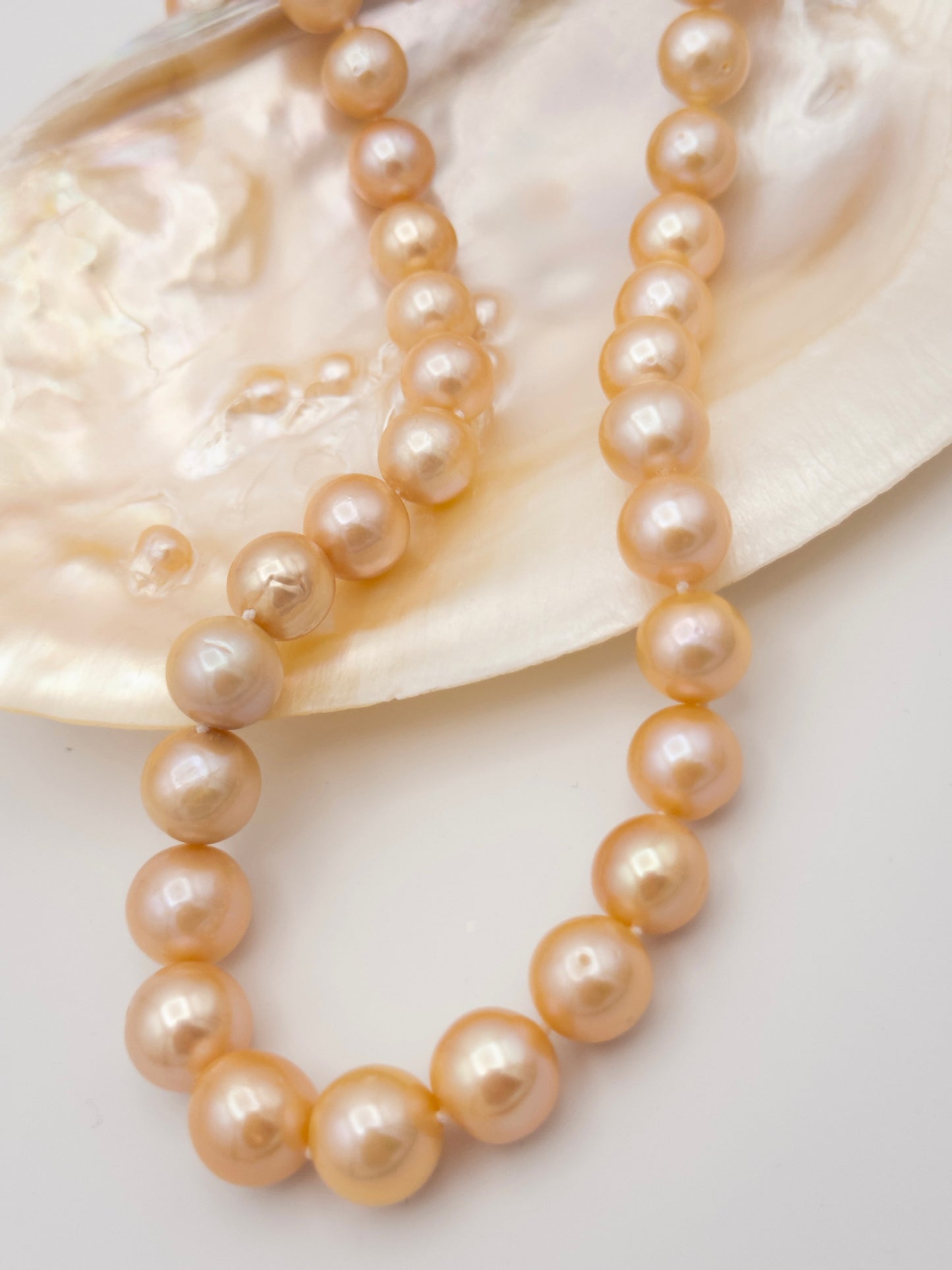 10-12mm Round Natural Champagne Pearl Necklace