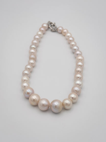 12-15.5mm Round Natural White Pearl Necklace