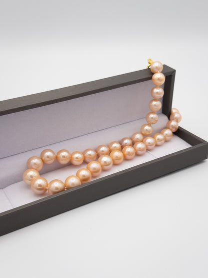 10.5-13mm Round Natural Champagne Pearl Necklace