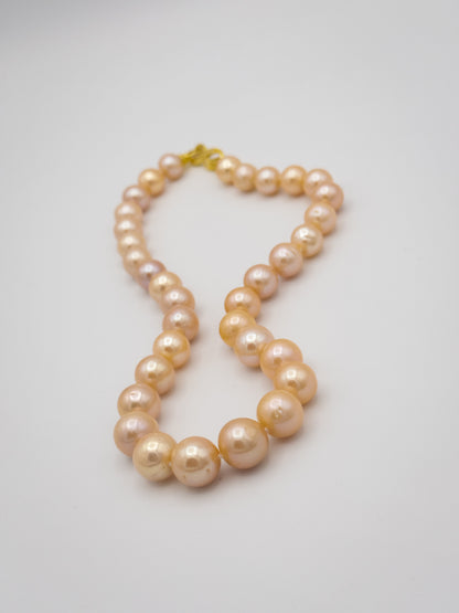 10.5-13mm Round Natural Champagne Pearl Necklace