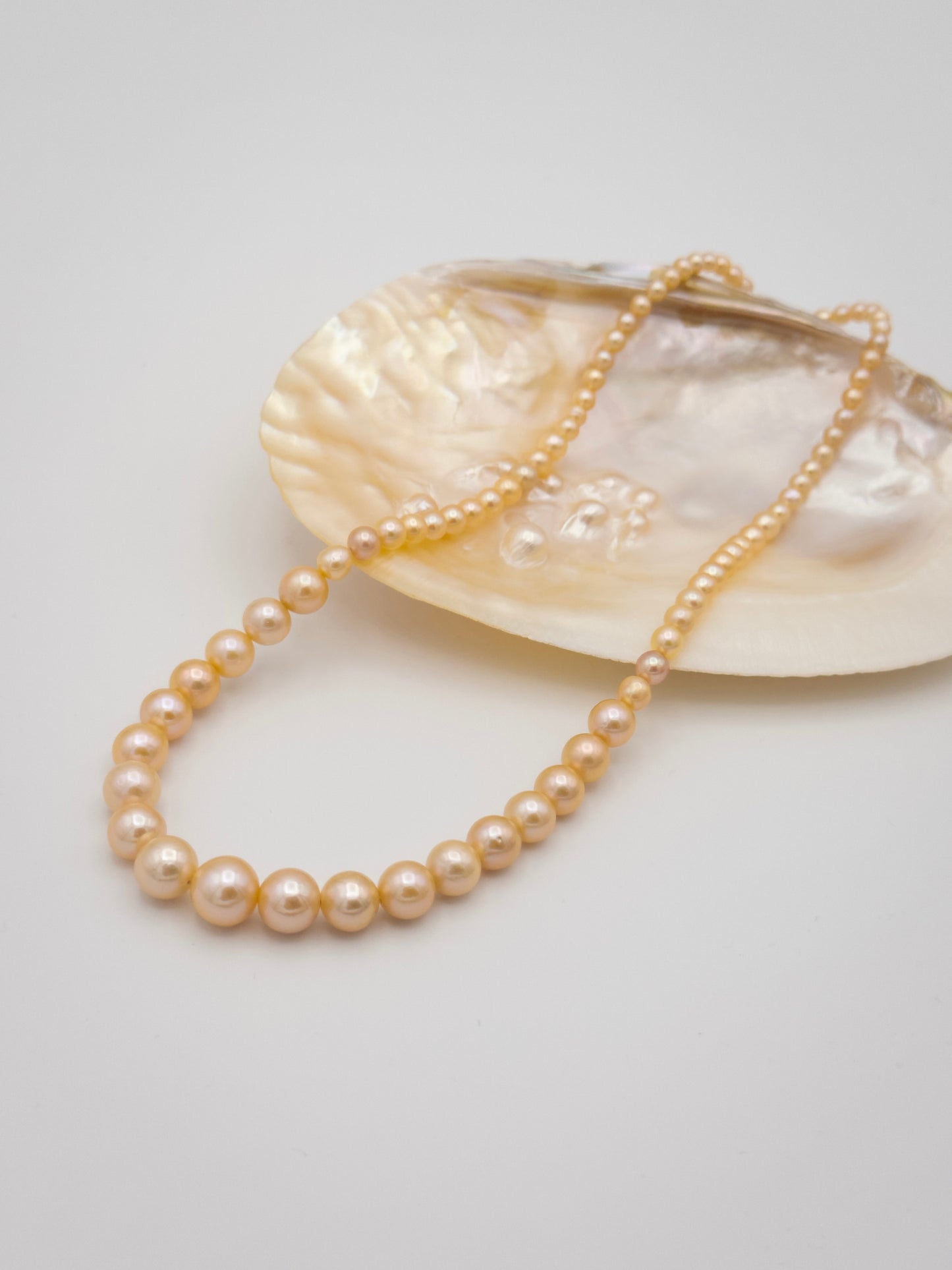 4-9.5mm Round Graduated Natural Champagne Pearl Necklace