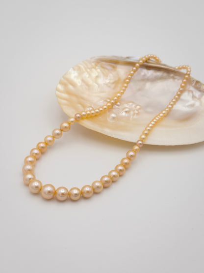 4-9.5mm Round Graduated Natural Champagne Pearl Necklace