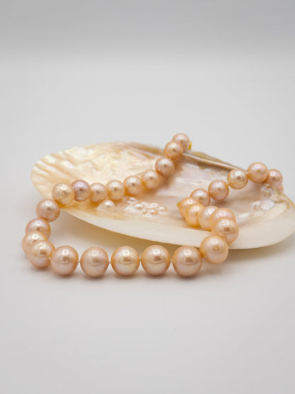 10.5-13mm Round Natural Champagne Pearl Necklace