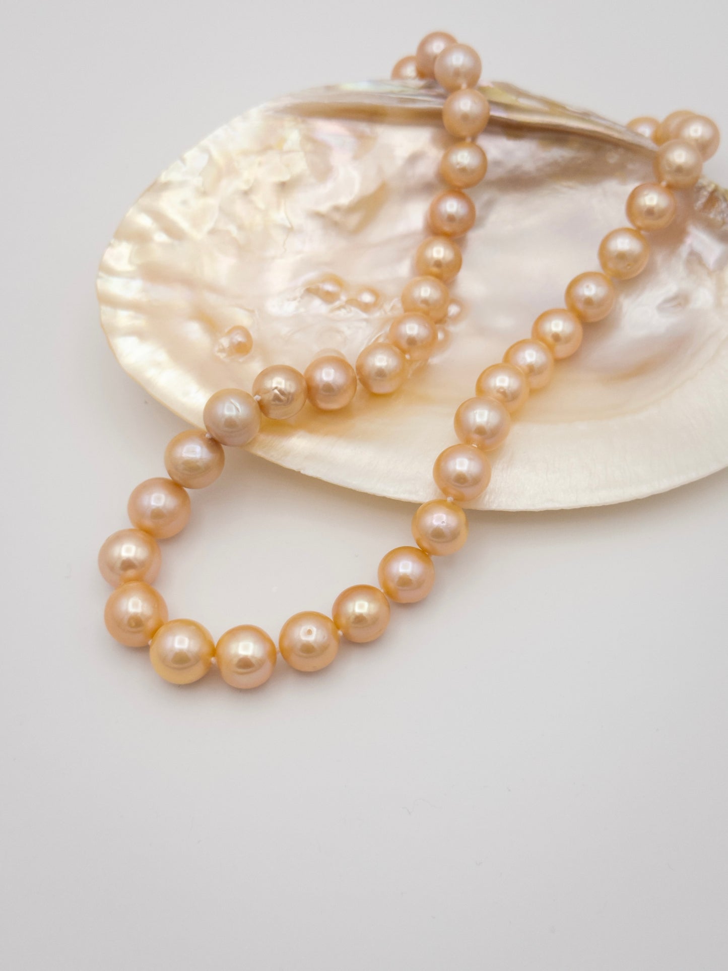 10-12mm Round Natural Champagne Pearl Necklace