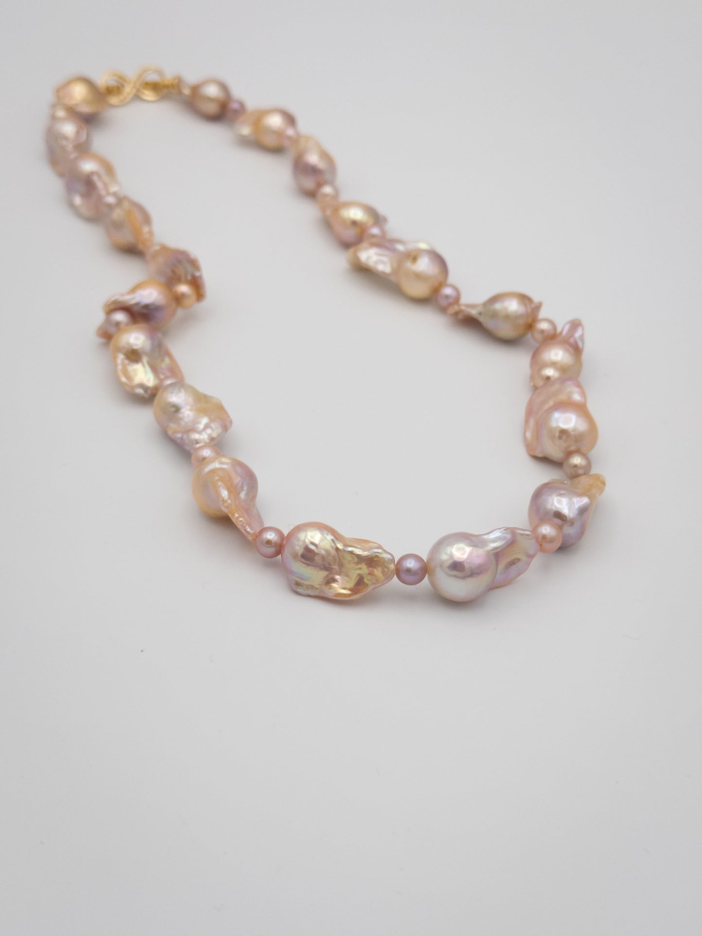 Medium Baroque Mixed Round Natural Pink/Purple/Champagne Pearl Necklace