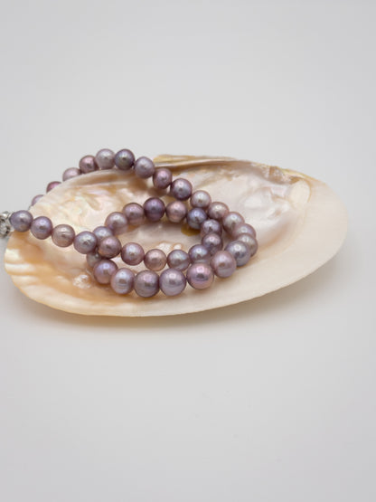 9-10.5mm Round Natural Purple Pearl Necklace