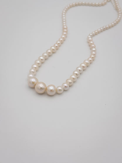 4.5-11mm Round Graduated Natural White Pearl Necklace