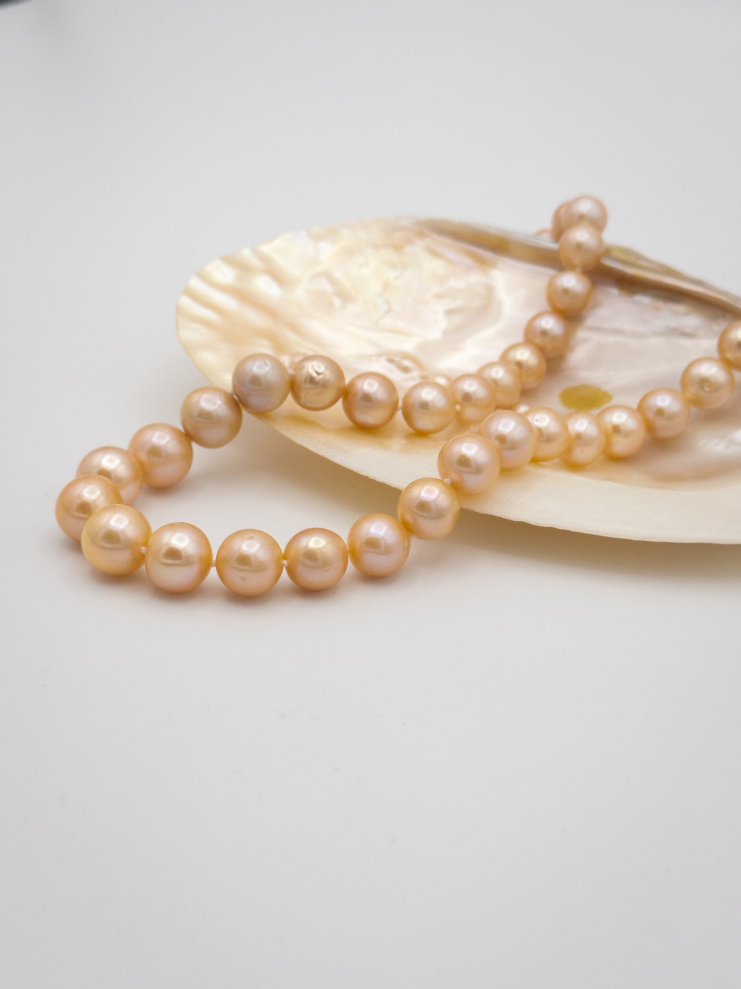 10-12mm Round Natural Champagne Pearl Necklace