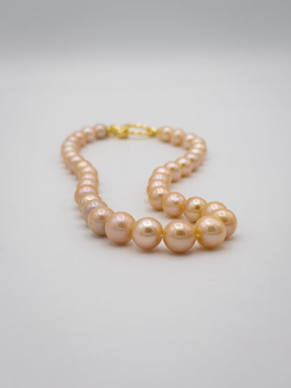 10-12mm Round Natural Champagne Pearl Necklace