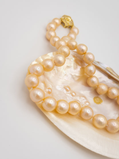 11-12mm Round Natural Champagne Pearl Necklace