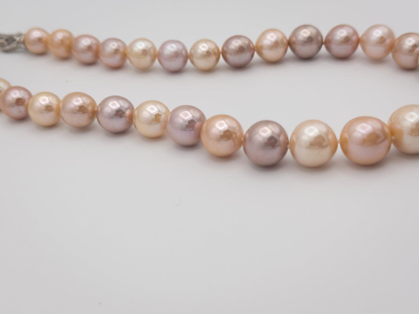 10.5-13.5mm Round Natural Candy Color Pink/Purple/Champagne Pearl Necklace