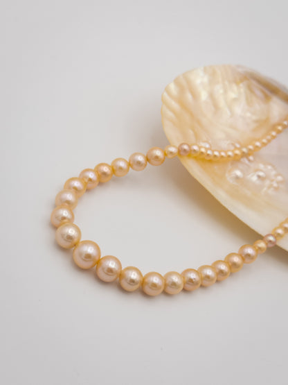 4-9.5mm Round Graduated Natural Champagne Pearl Necklace