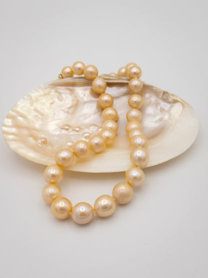 11-12mm Round Natural Champagne Pearl Necklace