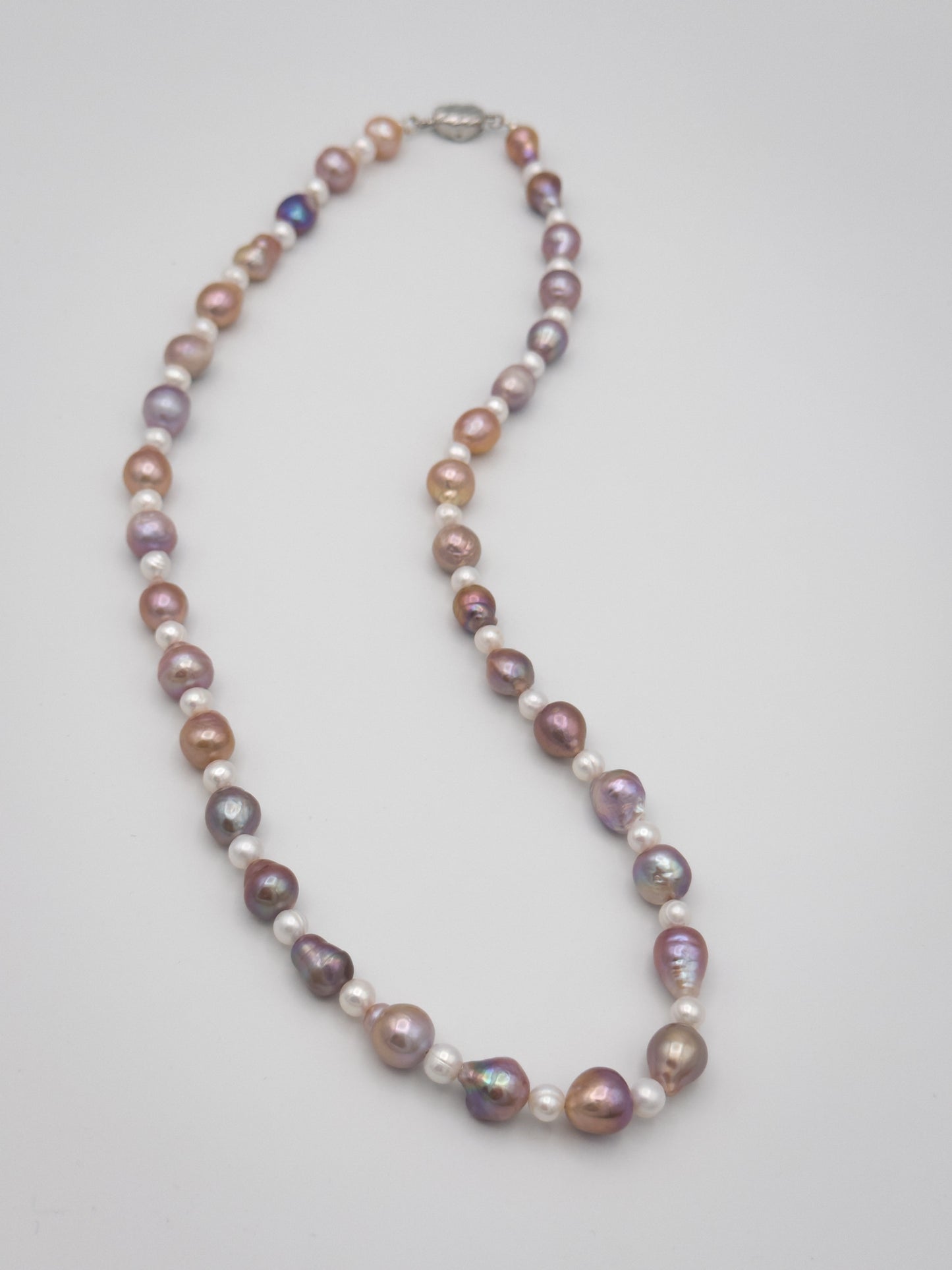 6-10mm Baroque/Round Natural Purple/White Pearl Necklace