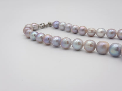 10-13.5mm Round Natural Silver/Purple/Blue Pearl Necklace