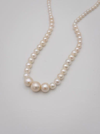 4.5-11mm Round Graduated Natural White Pearl Necklace