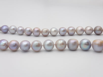 10-13.5mm Round Natural Silver/Purple/Blue Pearl Necklace