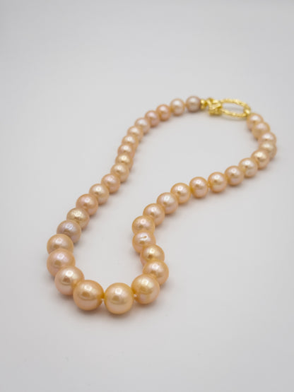 10-12mm Round Natural Champagne Pearl Necklace