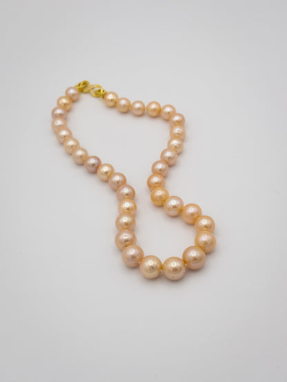 10.5-13mm Round Natural Champagne Pearl Necklace