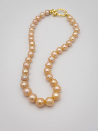 10-12mm Round Natural Champagne Pearl Necklace