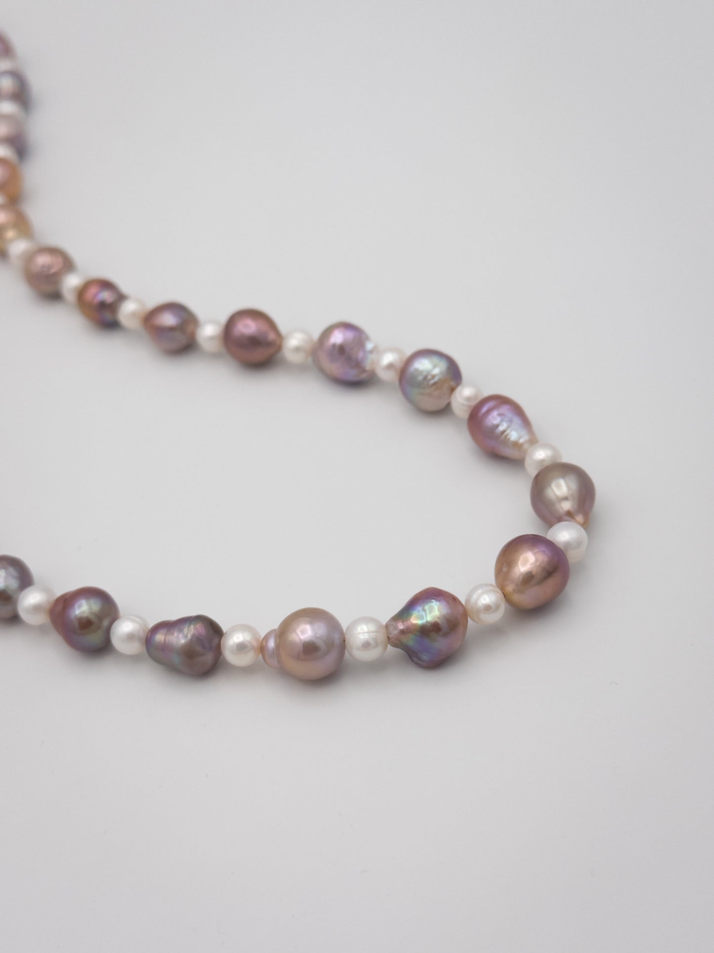 6-10mm Baroque/Round Natural Purple/White Pearl Necklace