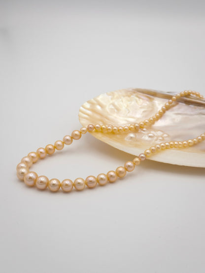 4-9.5mm Round Graduated Natural Champagne Pearl Necklace