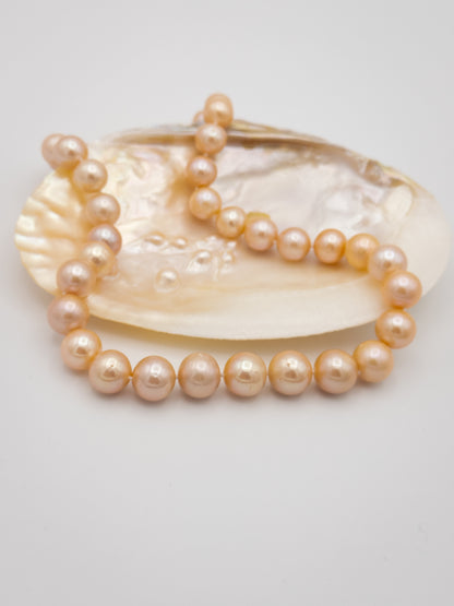 10.5-13mm Round Natural Champagne Pearl Necklace