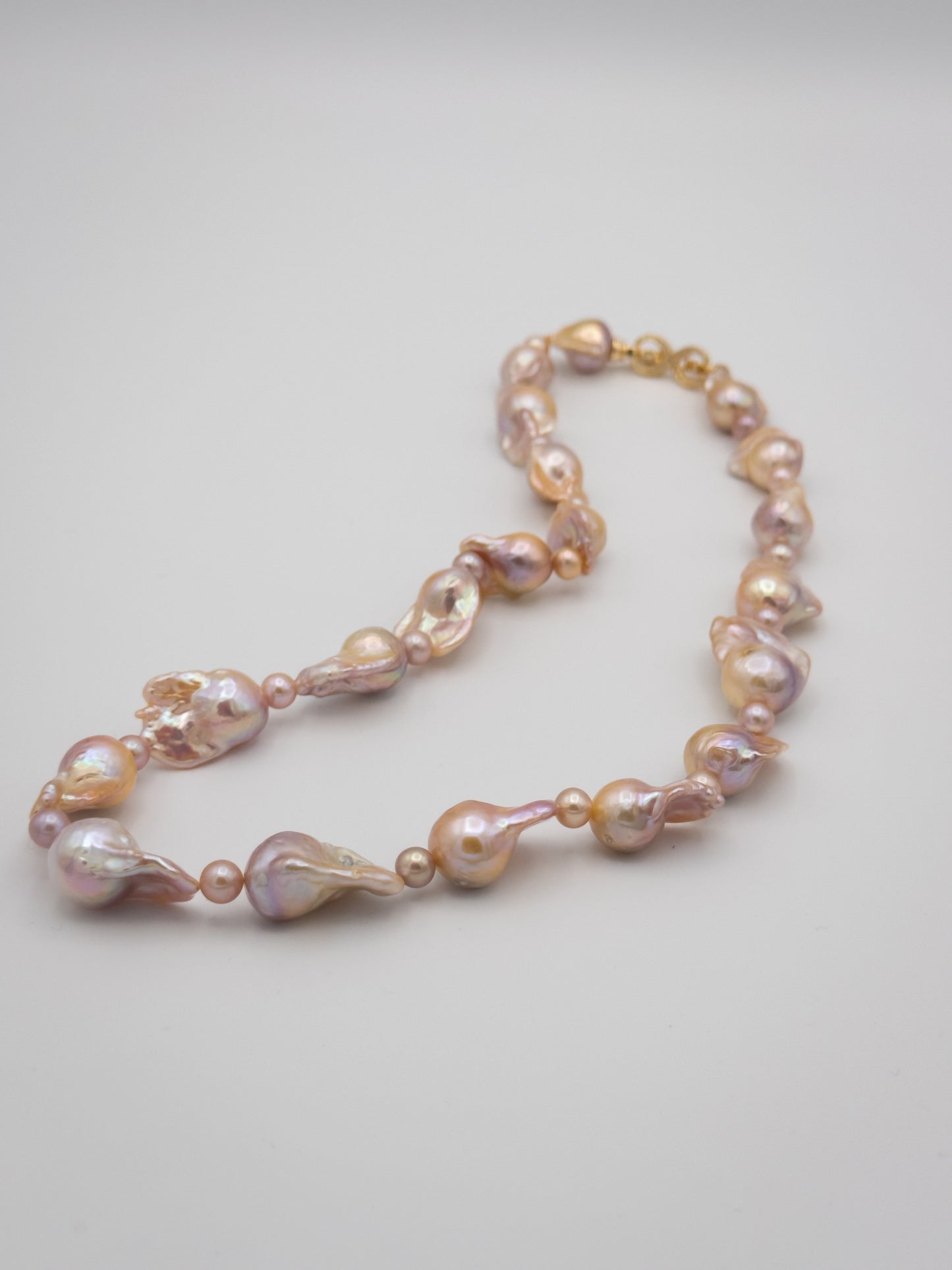 Medium Baroque Mixed Round Natural Pink/Purple/Champagne Pearl Necklace