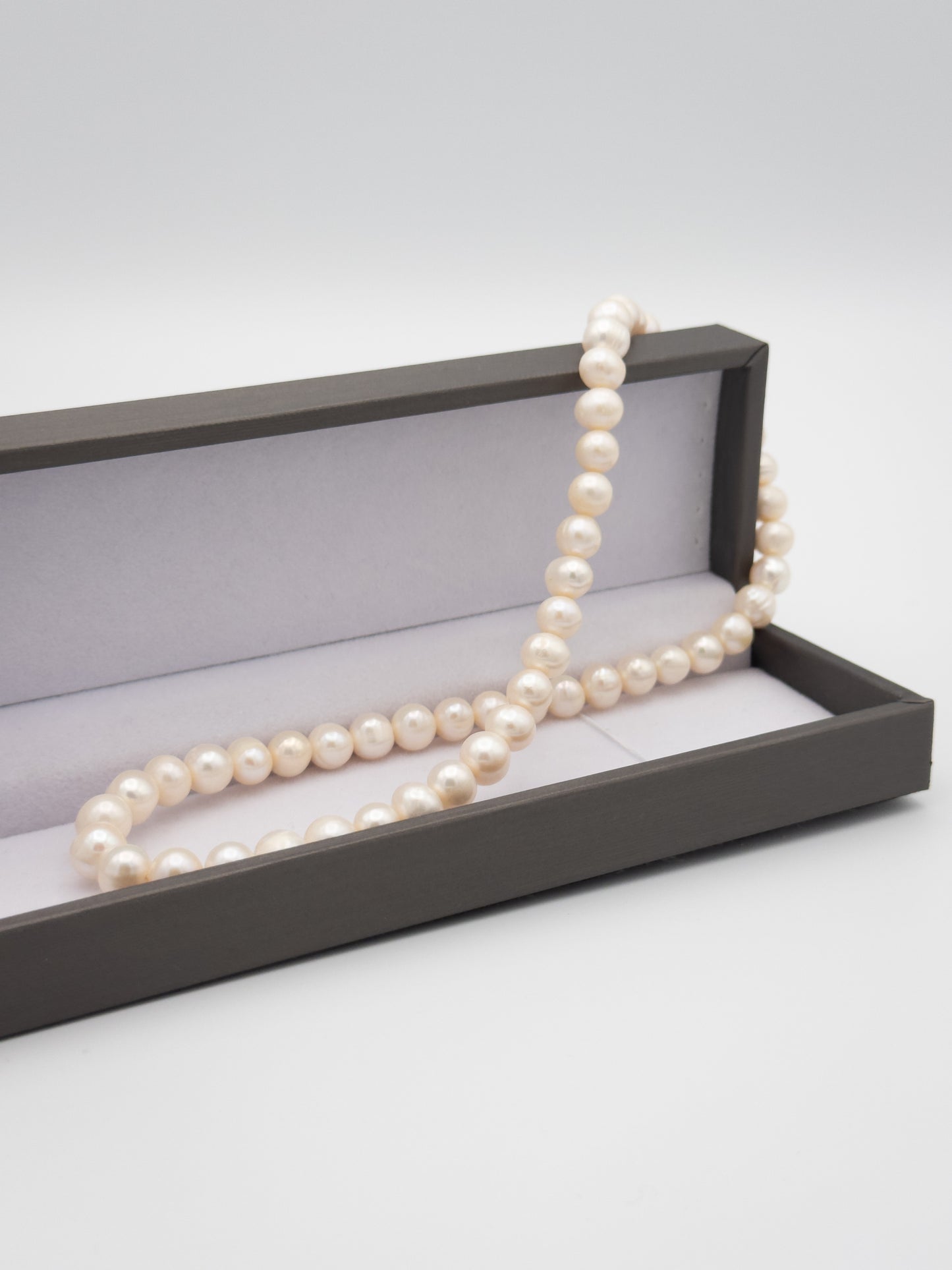 7-8.5mm Semi Round Natural White Pearl Necklace