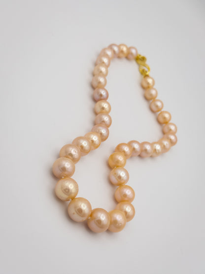 10.5-13mm Round Natural Champagne Pearl Necklace