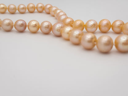 10.5-13mm Round Natural Champagne Pearl Necklace