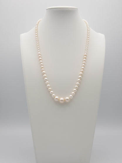 4.5-11mm Round Graduated Natural White Pearl Necklace