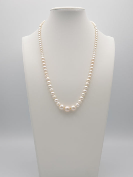 4.5-11mm Round Graduated Natural White Pearl Necklace