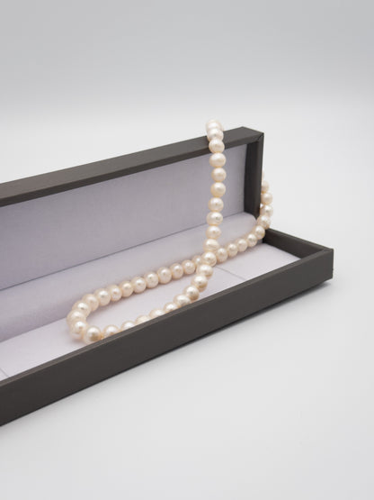 7-8.5mm Semi Round Natural White Pearl Necklace