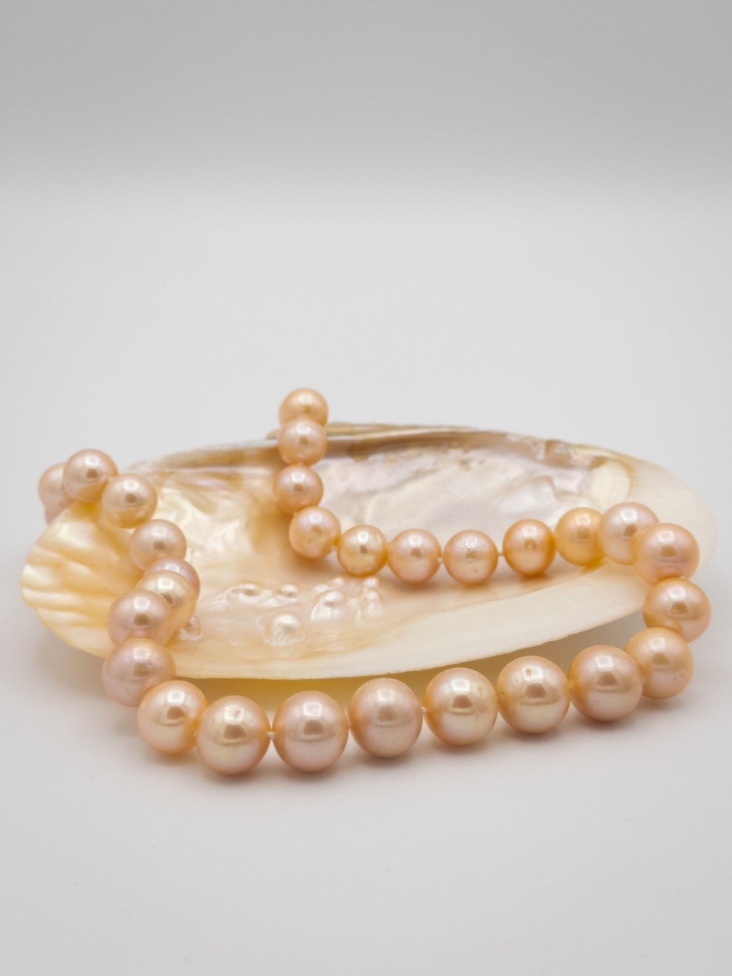 10.5-13mm Round Natural Champagne Pearl Necklace