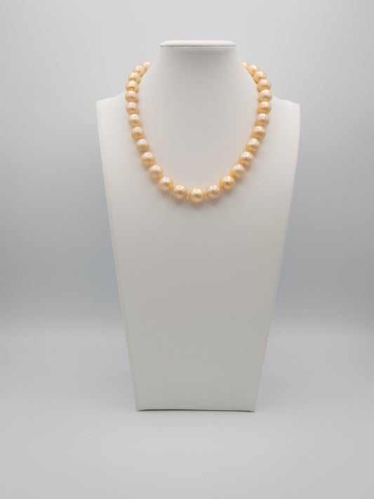 11-12mm Round Natural Champagne Pearl Necklace