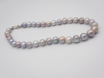 10-13.5mm Round Natural Silver/Purple/Blue Pearl Necklace