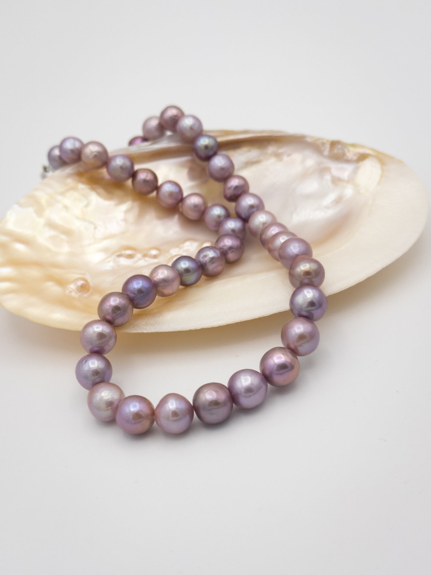 9-10.5mm Round Natural Purple Pearl Necklace