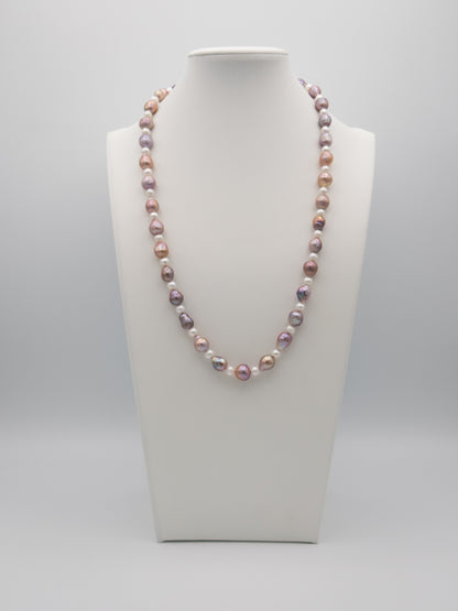 6-10mm Baroque/Round Natural Purple/White Pearl Necklace