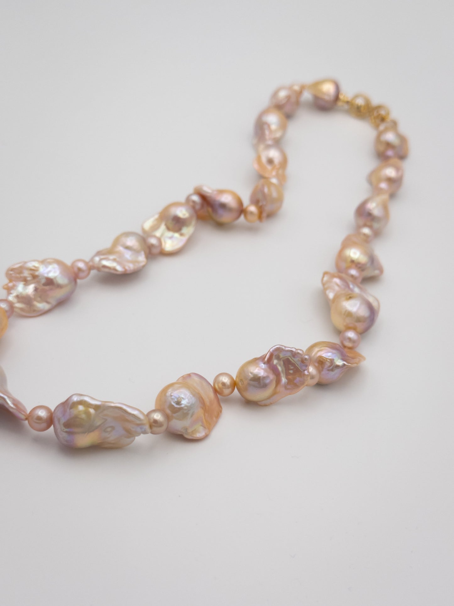 Medium Baroque Mixed Round Natural Pink/Purple/Champagne Pearl Necklace