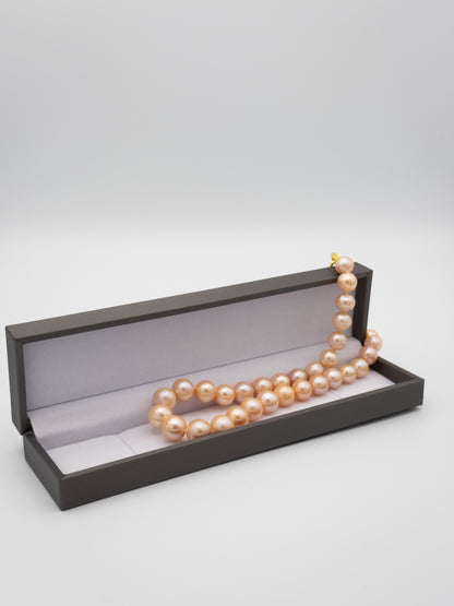 10.5-13mm Round Natural Champagne Pearl Necklace