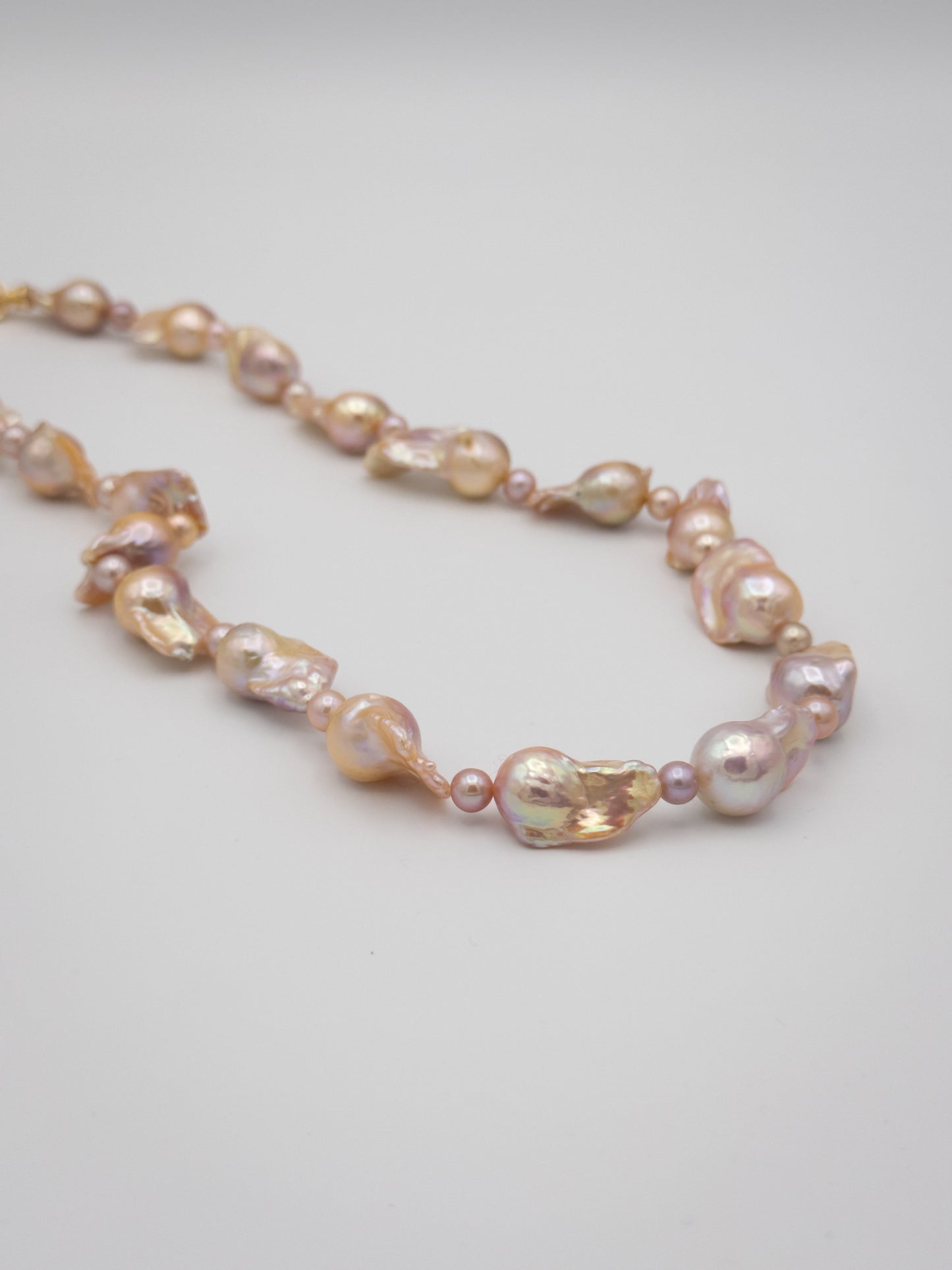 Medium Baroque Mixed Round Natural Pink/Purple/Champagne Pearl Necklace