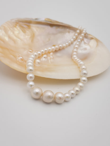 4.5-11mm Round Graduated Natural White Pearl Necklace