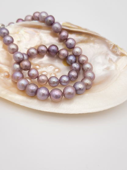 9-10.5mm Round Natural Purple Pearl Necklace