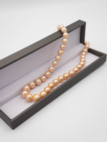 10-12mm Round Natural Champagne Pearl Necklace